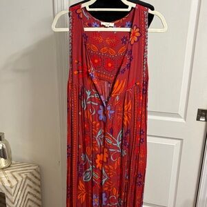 Floral boho Sleeveless jumper - Red and Blue